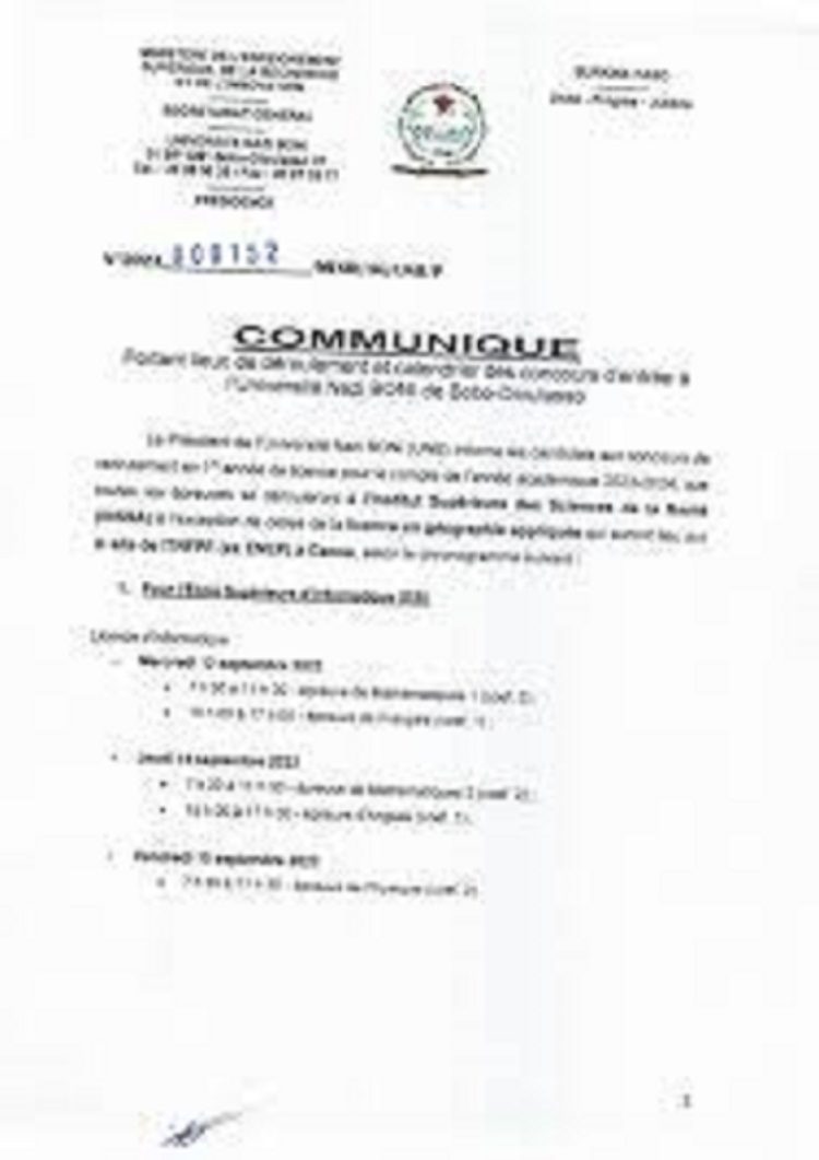 Universite-Nazi-Boni buy degree from the Université Nazi Boni