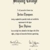 Buy  Transcript Certificate degree from the Bethany College