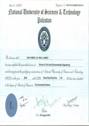 Buy college degree from the National University of Sciences and Technology