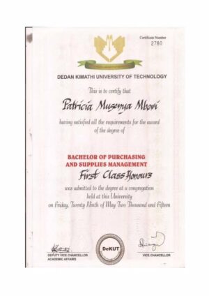 Buy college degree from The Dedan Kimathi University of Technology