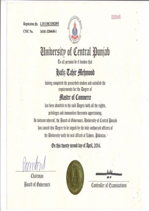 Buy college degree from The University of Central Punjab